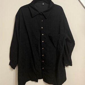 Oversized Black Button-Up Shirt